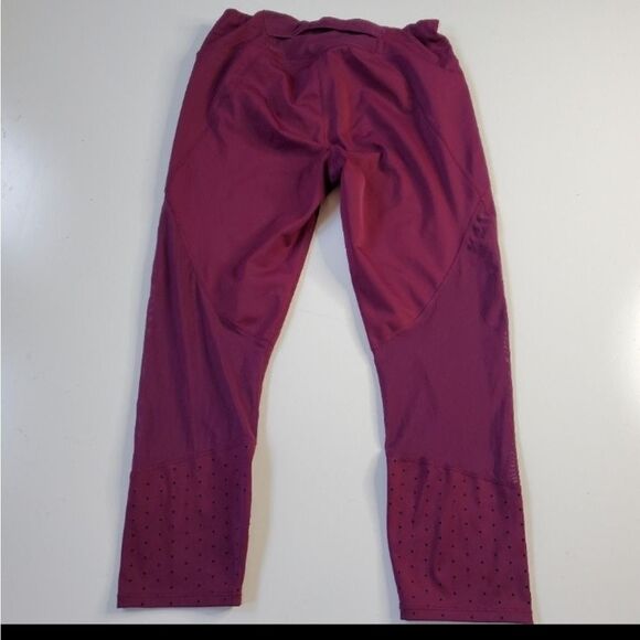 L T ATHLETA CHATARUNGA LASER MESH maroon purple running yoga LEGGINGS LARGE TALL - Picture 6 of 11